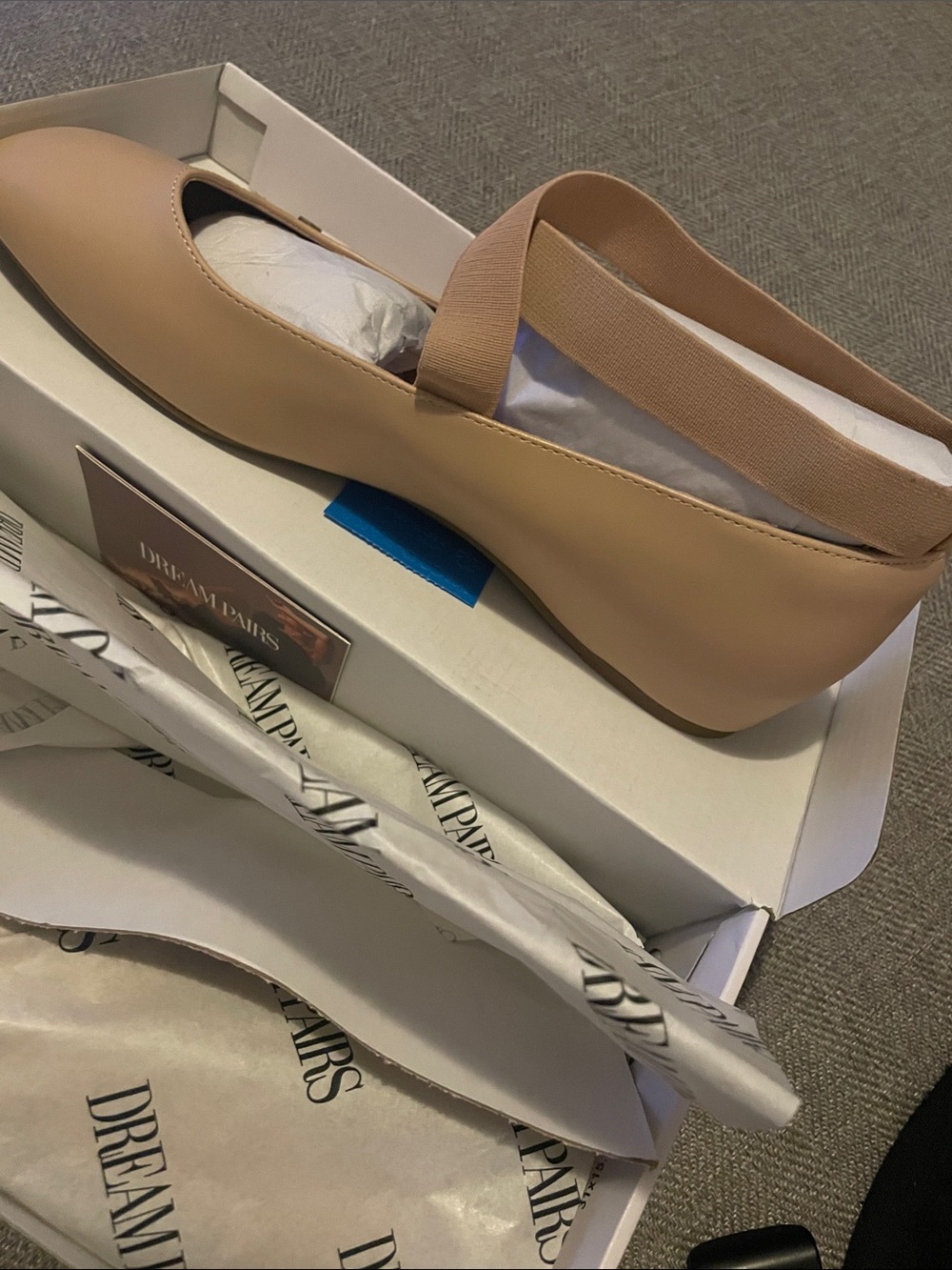 Dream Pairs Nude/Tan Elastic-Strap Ballet Flat